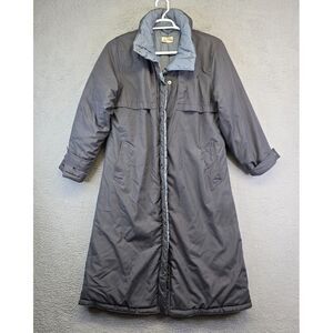 Vintage Trench Coat Womens M Gray Collared Insulated Retro Puffer Car Coat 70s